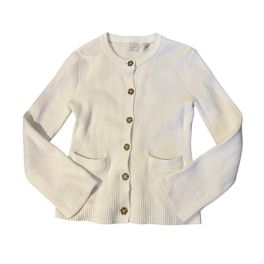 *SOLD* Joie White 100% Cotton Button Front Cardigan – Size S ParisianChic - Picture 1 of 7